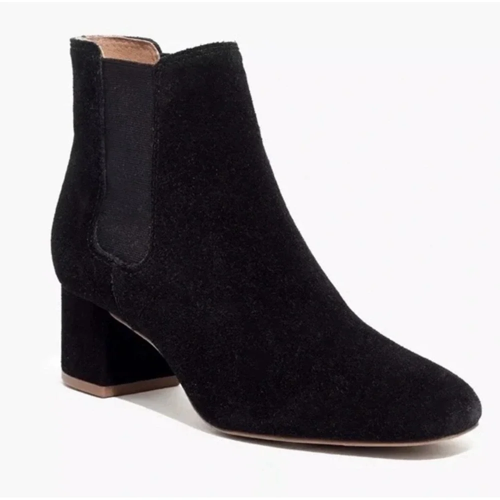 MADEWELL Size‎ 10 The Walker Chelsea Ankle Heel Boots In Suede Black G8044